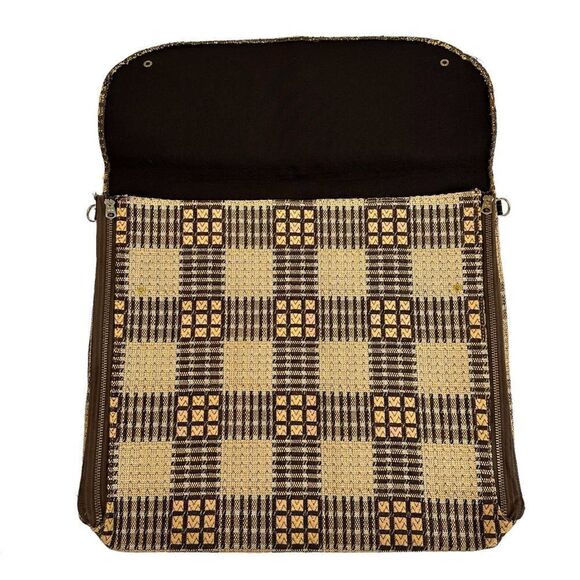 Vintage 60s 70s Woven Checkered Garment Bags Talon Zippers - Picture 4 of 10